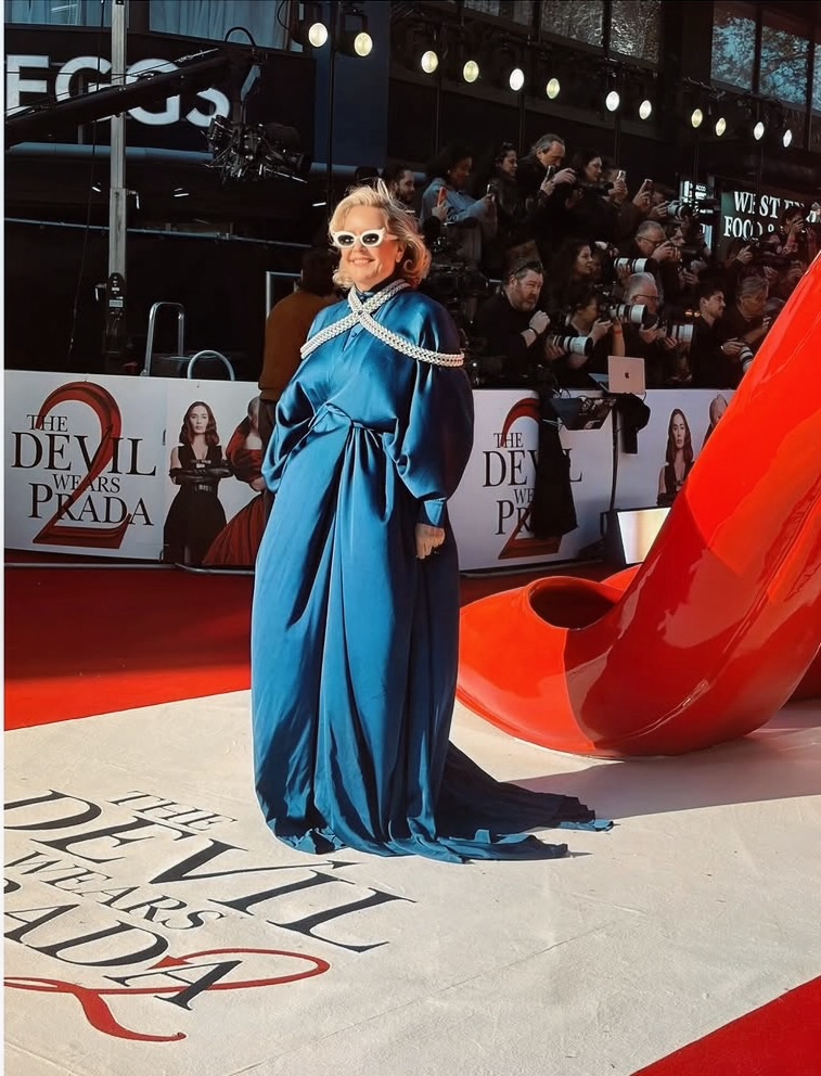 Molly Rogers wearing Free Maison hand-woven chainmail harness at The Devil Wears Prada 2 London premiere